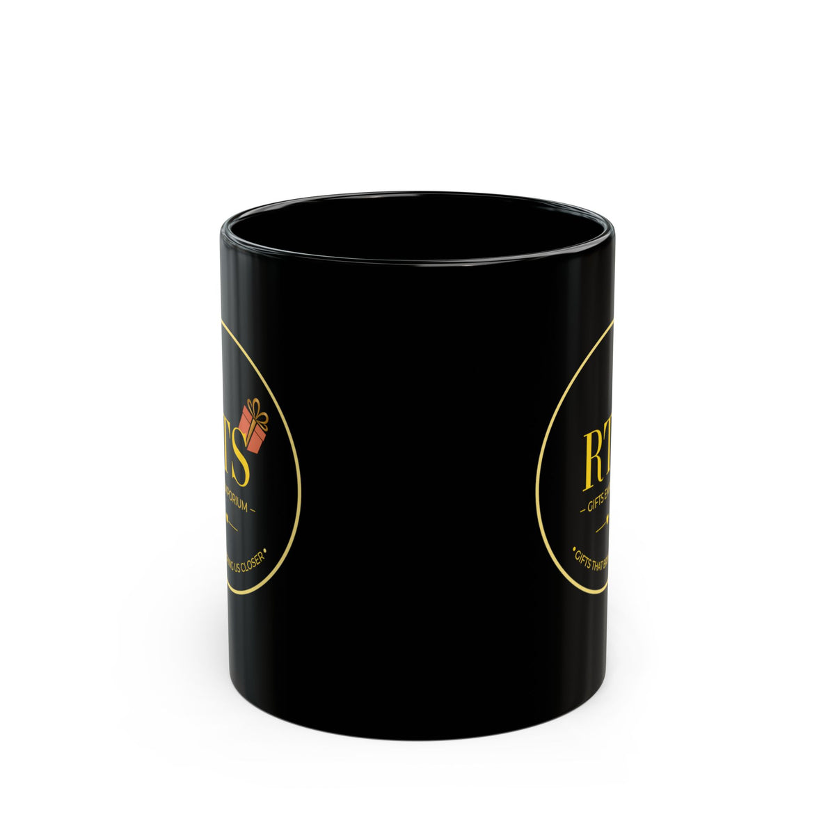 RTS Gifts Emporium Black Mug – 11oz Branded Coffee Cup