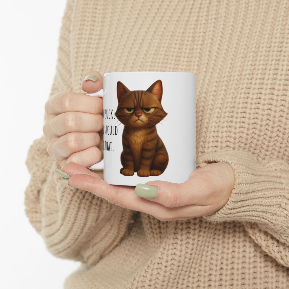 Grumpy Cat Mug – "You Suck. Fix It." Ceramic Mug, (11oz, 15oz)