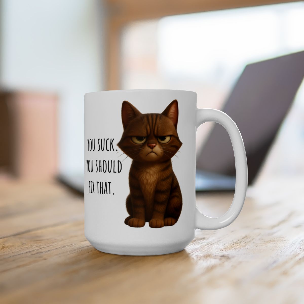 Grumpy Cat Mug – "You Suck. Fix It." Ceramic Mug, (11oz, 15oz)