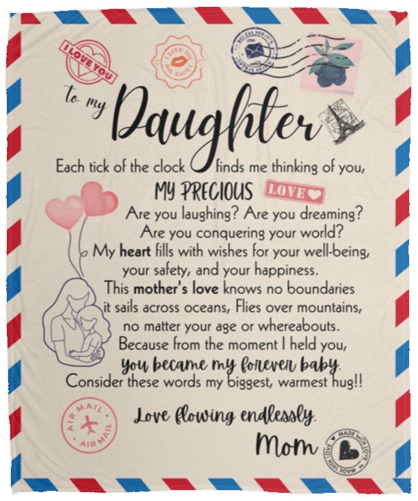 "To My Daughter - Precious Love" | Cozy Plush Fleece Blanket - RTS Gifts Emporium