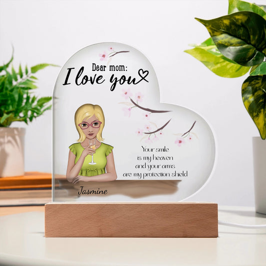 "Dear Mom: I Love You" | Acrylic Heart Plaque