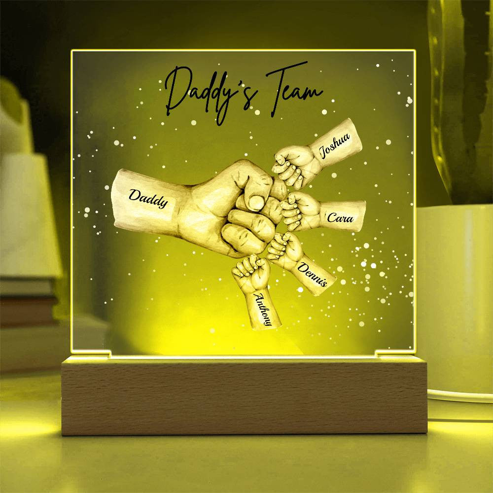 "Daddy's Team" | Personalized Acrylic LED Night Light Plaque