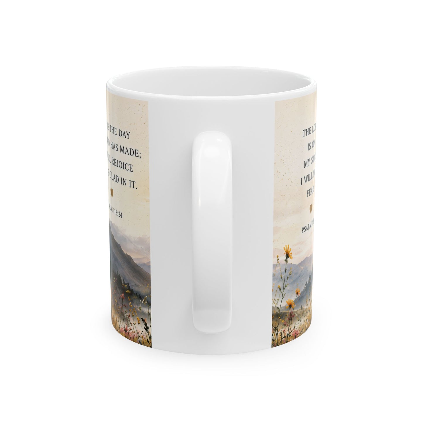 Faith Over Fear Ceramic Mug – Psalm 118:6 Inspirational Coffee Cup