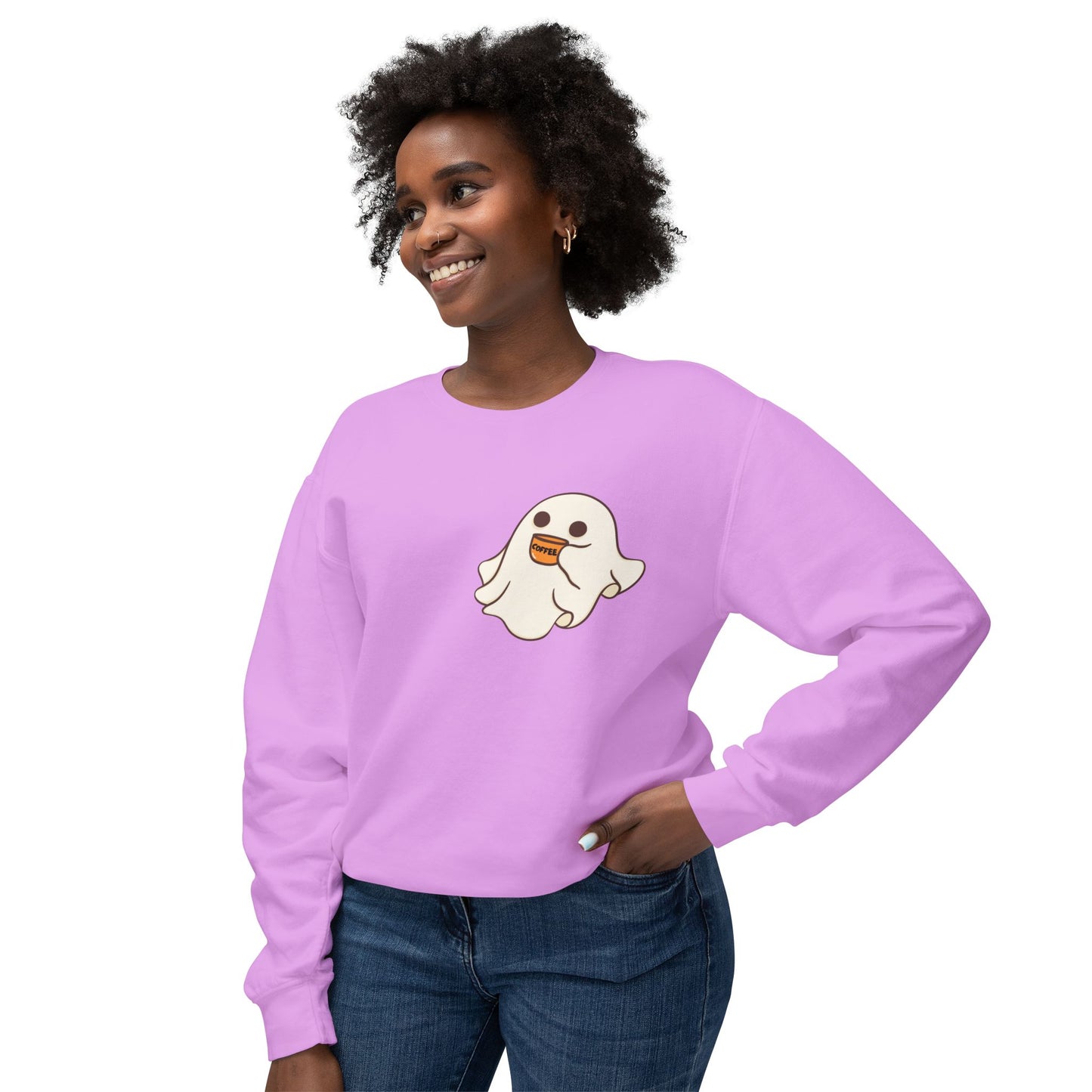 "Cute Spooky Coffee" | Unisex Lightweight Crewneck Sweatshirt