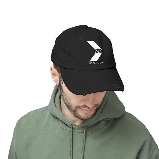 No One Greater Than Distressed Cap – Black/White