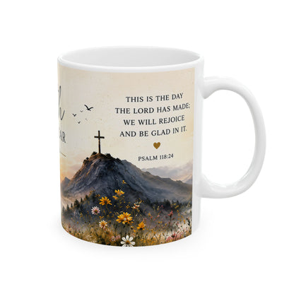 Faith Over Fear Ceramic Mug – Psalm 118:6 Inspirational Coffee Cup