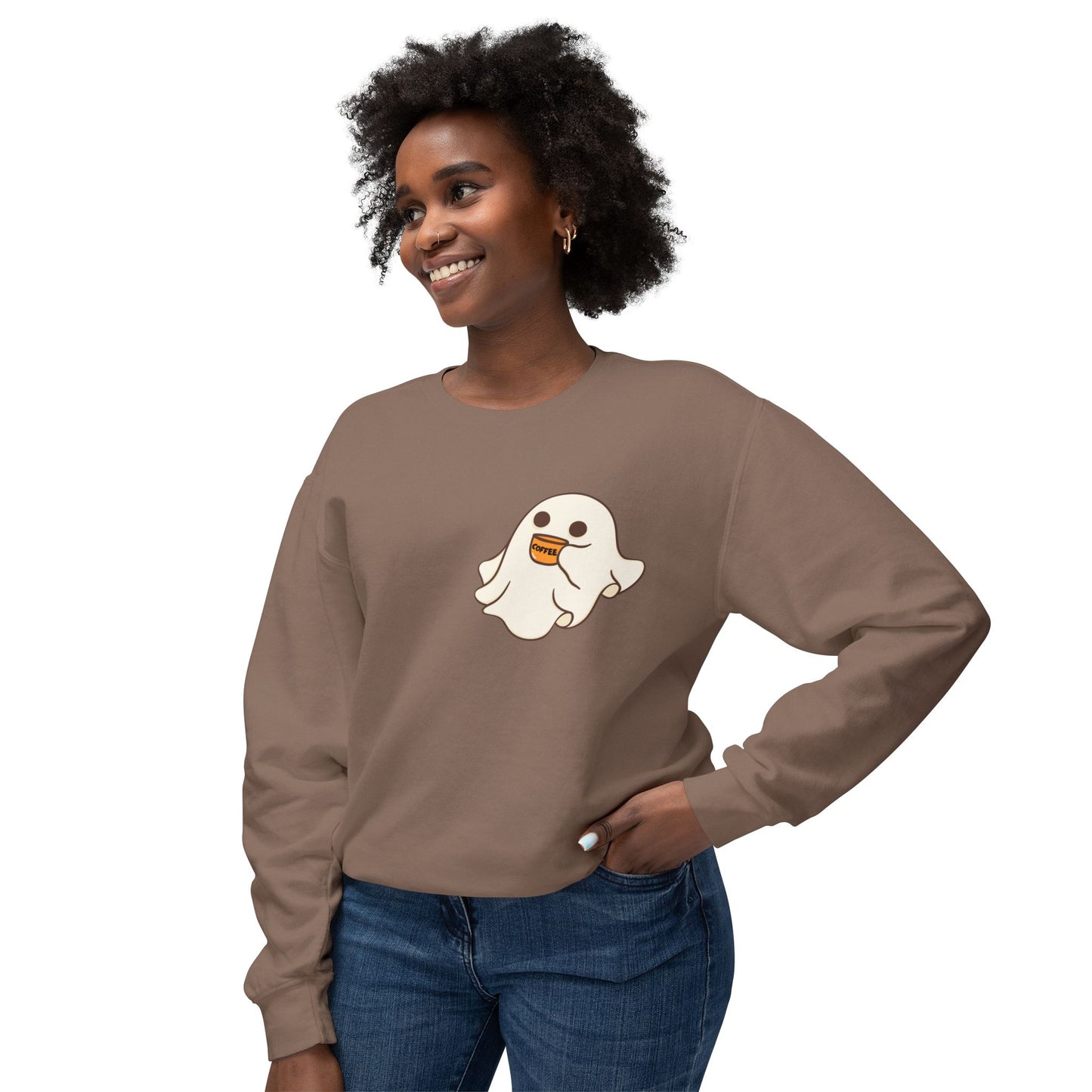 "Cute Spooky Coffee" | Unisex Lightweight Crewneck Sweatshirt