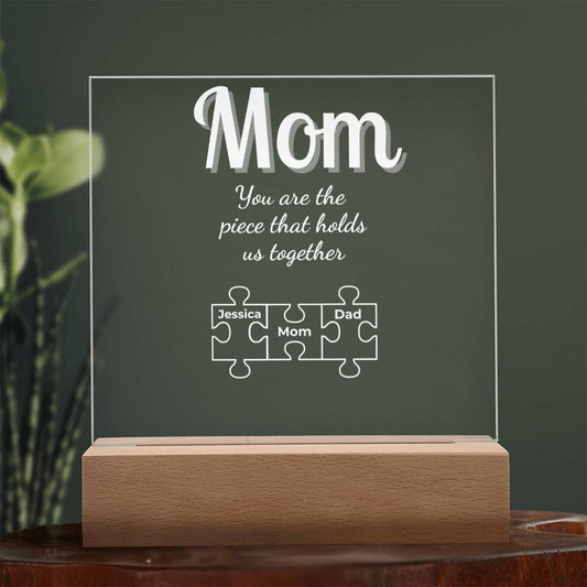 Personalized Mom LED Puzzle Plaque – "Holds Us Together" (Add Up to 5 Names!) - RTS Gifts Emporium