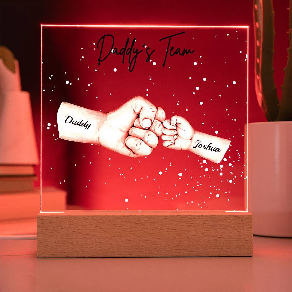 "Daddy's Team" | Personalized Acrylic LED Night Light Plaque