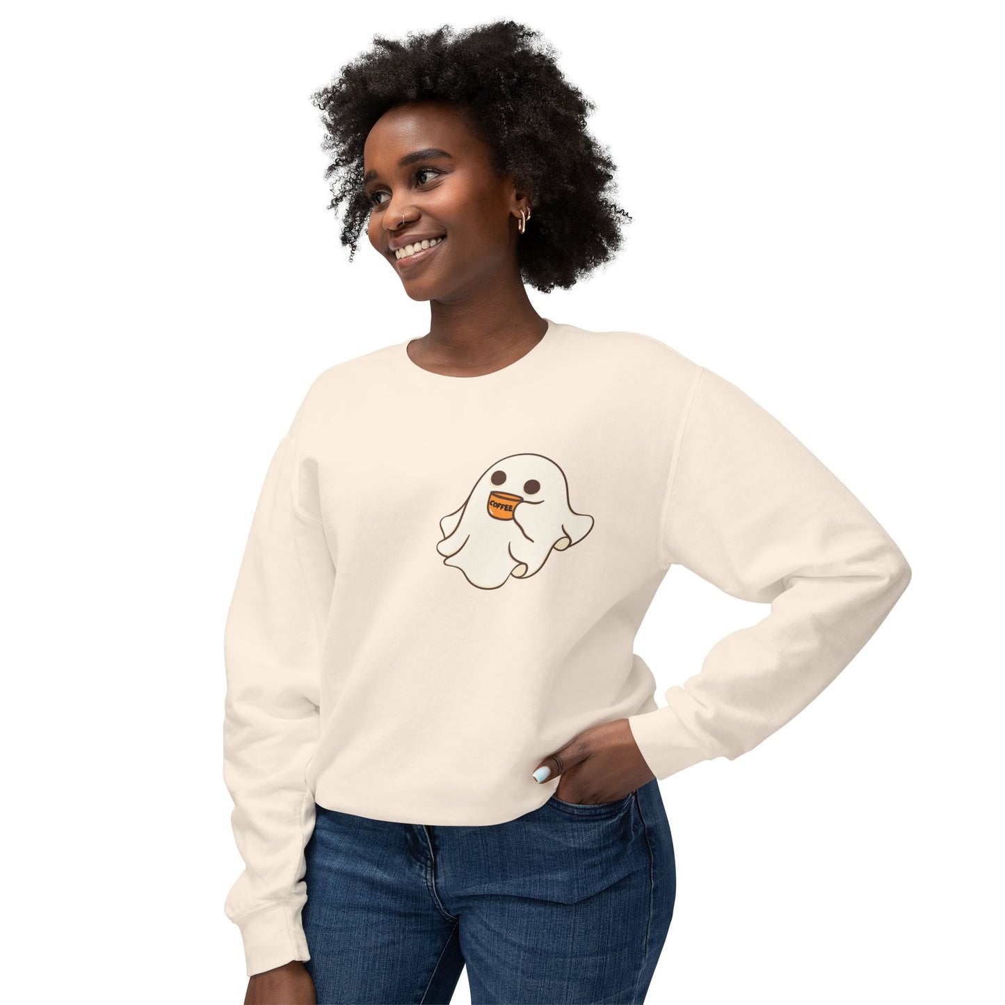 "Cute Spooky Coffee" | Unisex Lightweight Crewneck Sweatshirt