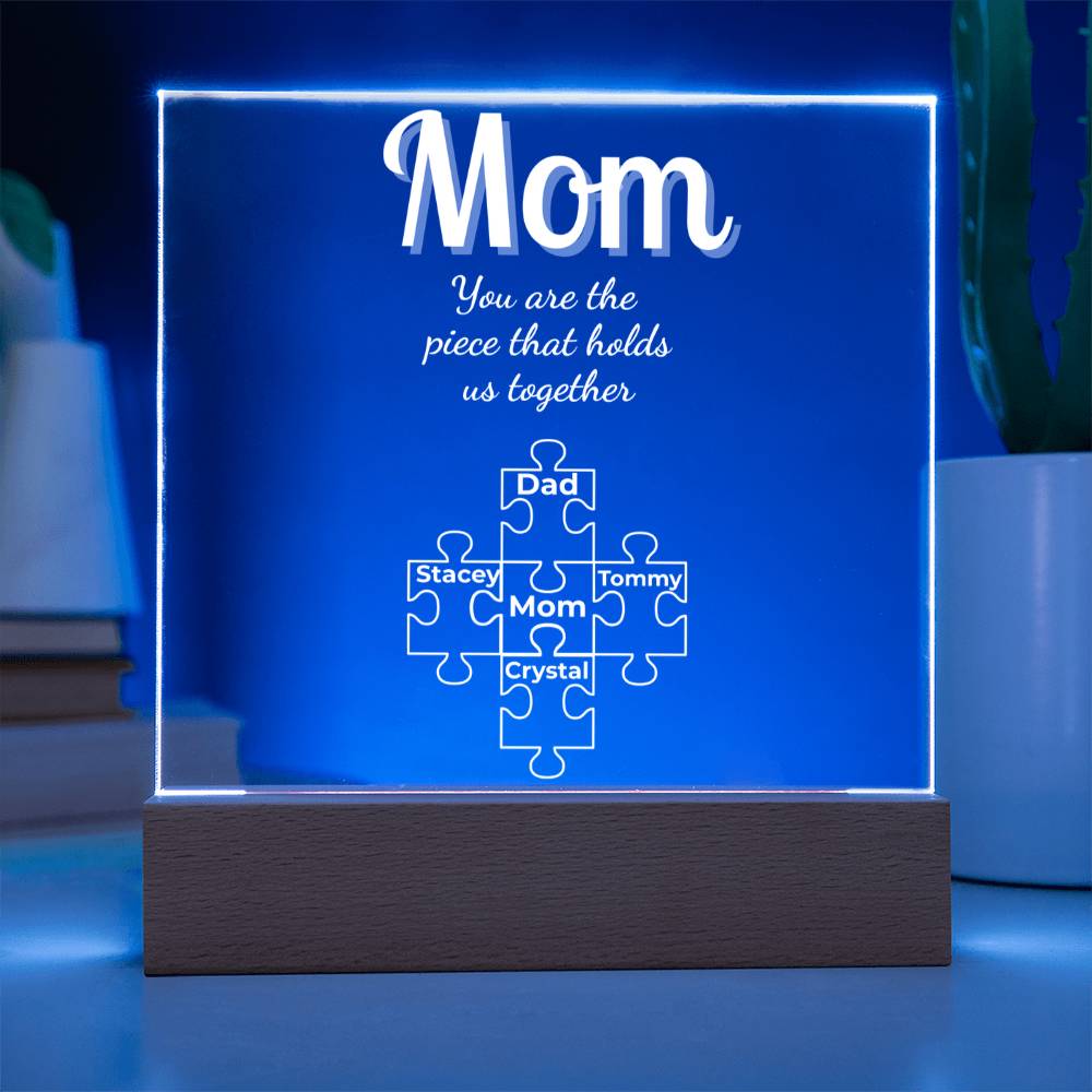 Personalized Mom LED Puzzle Plaque – "Holds Us Together" (Add Up to 5 Names!) - RTS Gifts Emporium