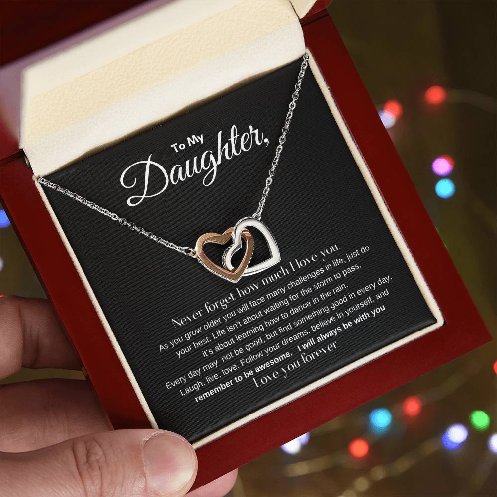 "To My Daughter - Interlocking Hearts Necklace"