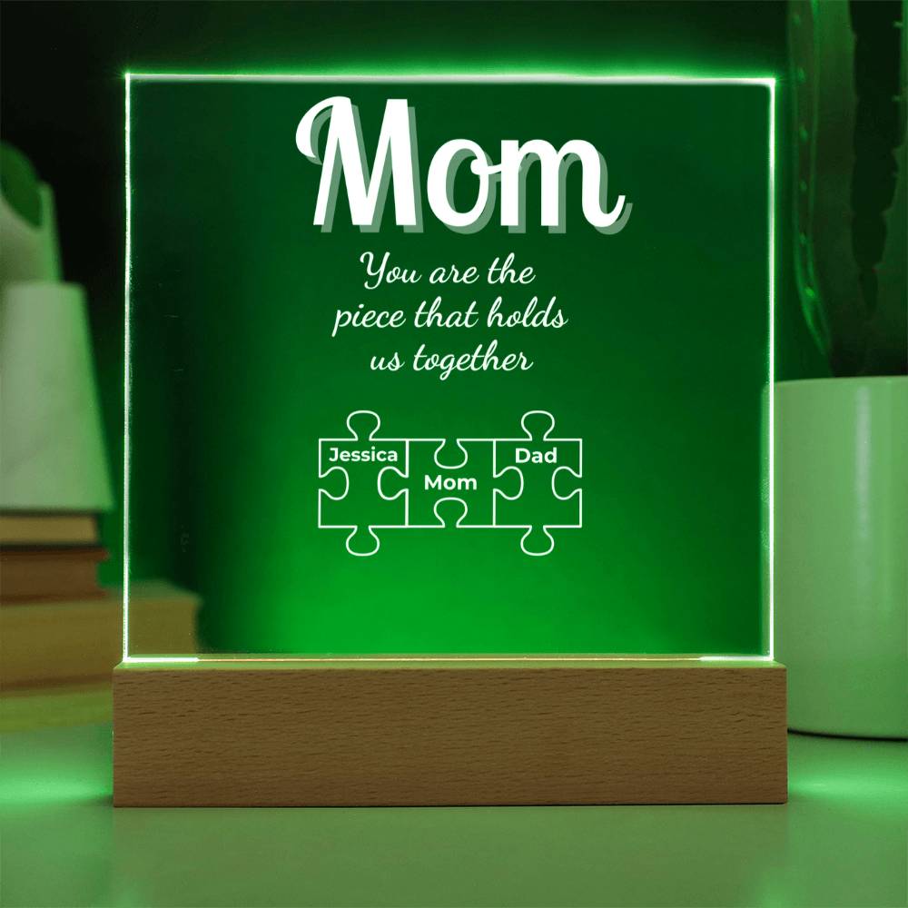 Personalized Mom LED Puzzle Plaque – "Holds Us Together" (Add Up to 5 Names!) - RTS Gifts Emporium