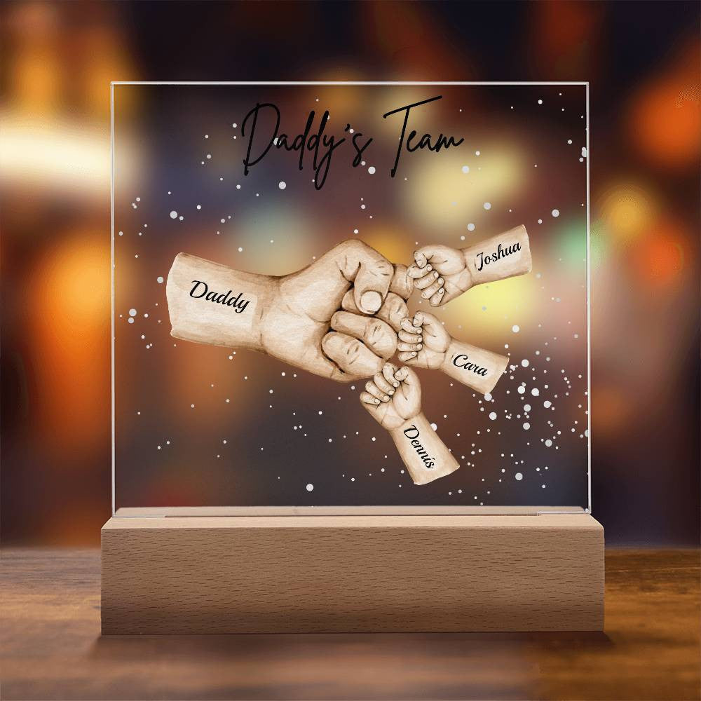 "Daddy's Team" | Personalized Acrylic LED Night Light Plaque