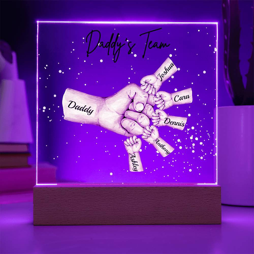 "Daddy's Team" | Personalized Acrylic LED Night Light Plaque