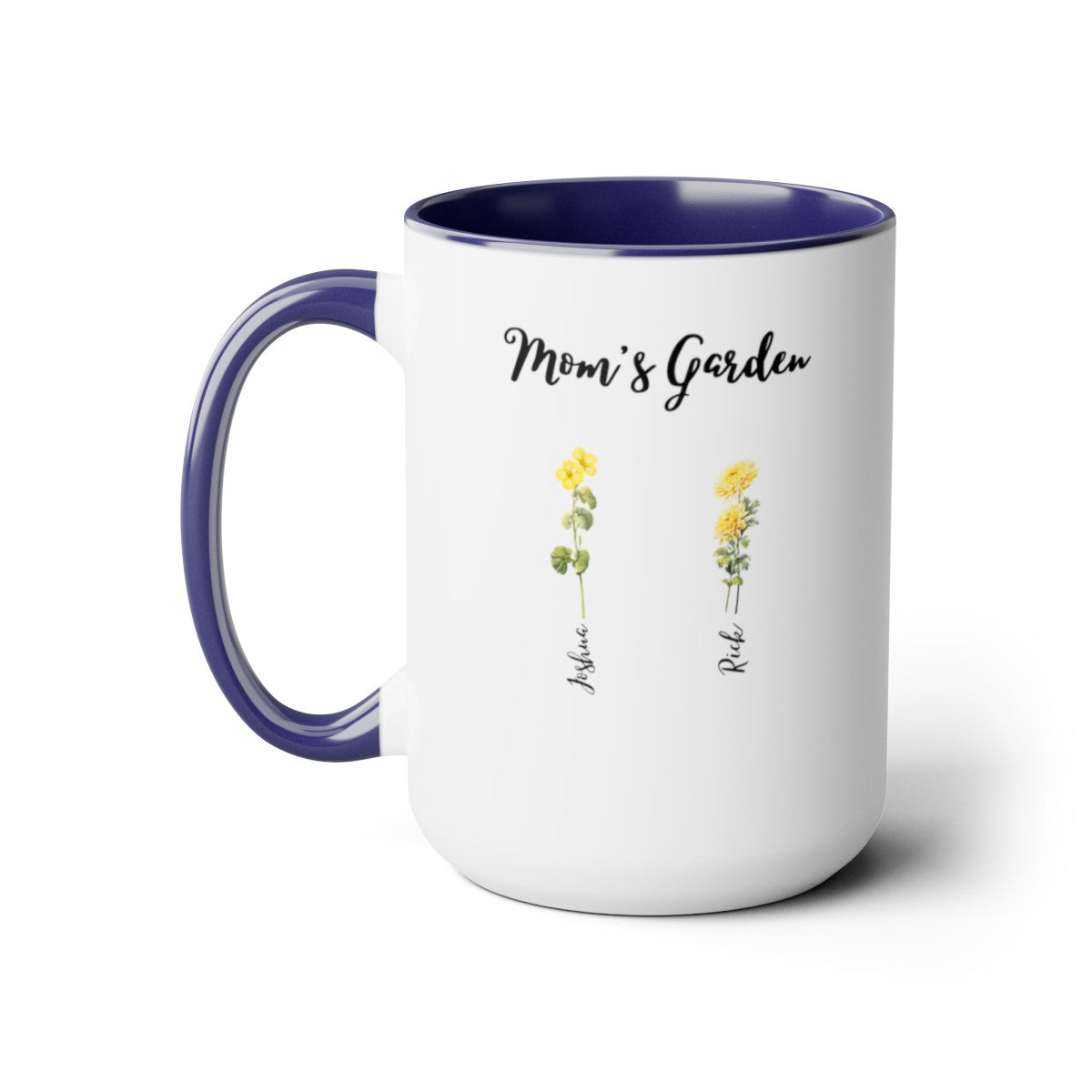 "Mom's Garden" | Personalized Two-Tone Coffee Mugs, 15oz