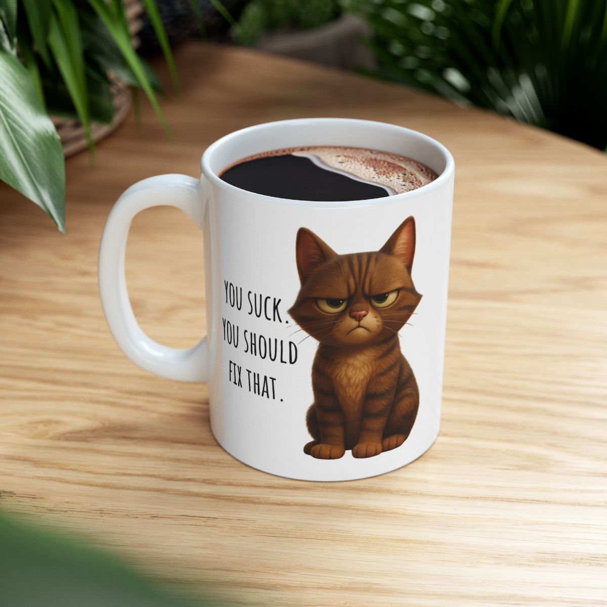 Grumpy Cat Mug – "You Suck. Fix It." Ceramic Mug, (11oz, 15oz)