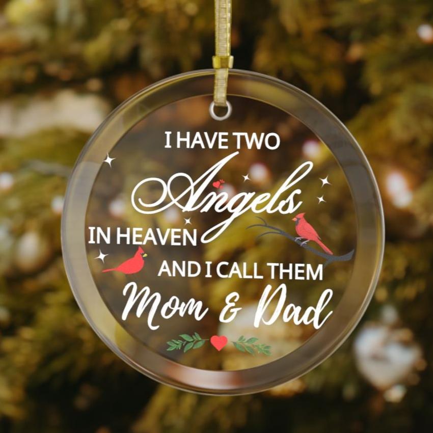 "I Have Two Angels" | Memorial Glass Ornament - RTS Gifts Emporium