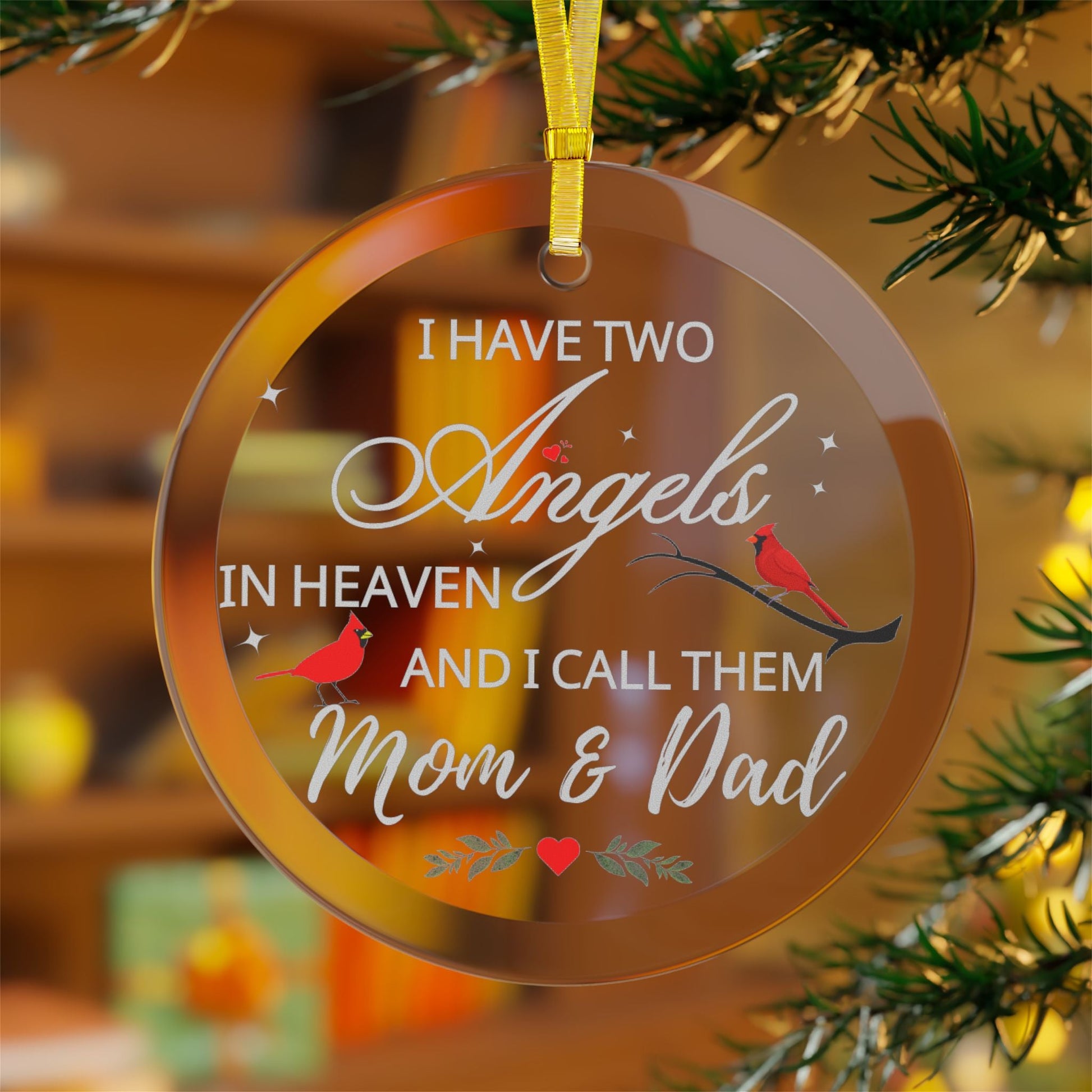 "I Have Two Angels" | Memorial Glass Ornament - RTS Gifts Emporium