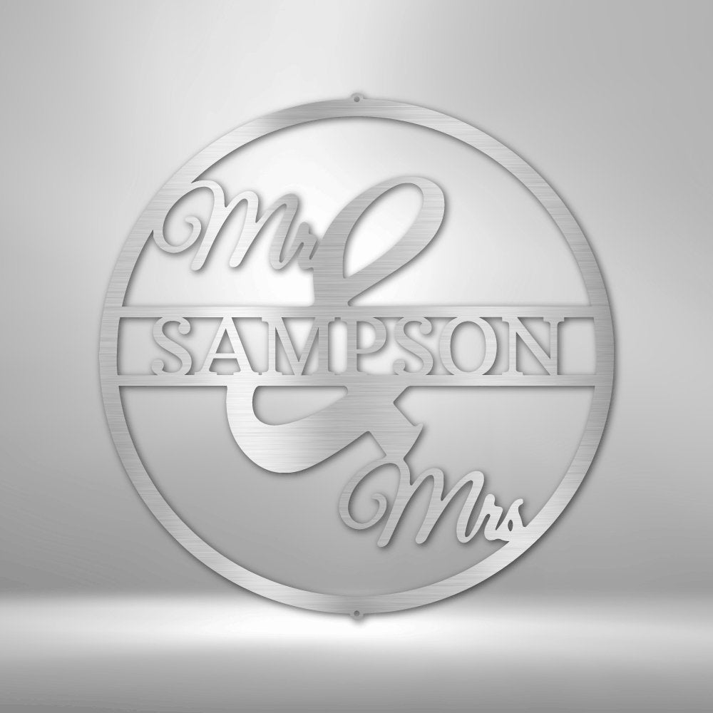 Mr and Mrs Circle Monogram - Steel Sign - RTS Gifts Emporium