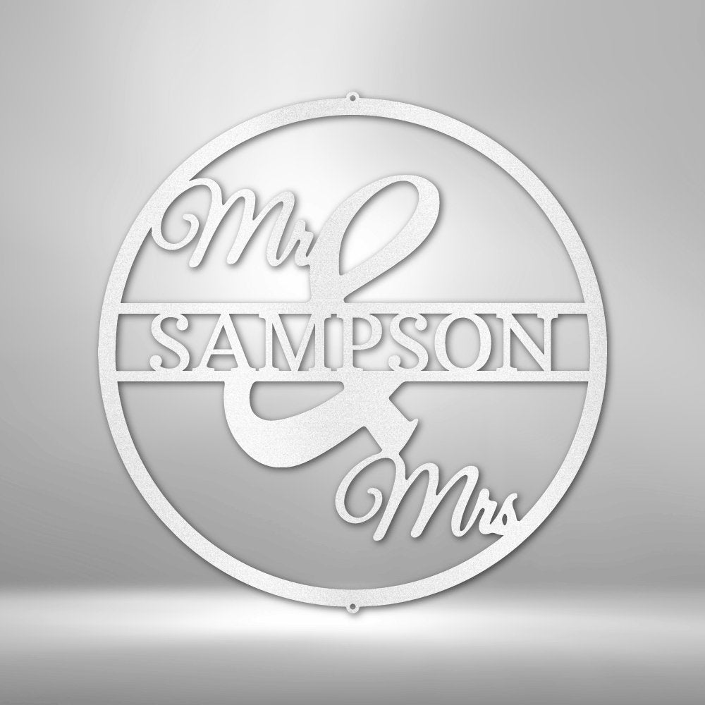 Mr and Mrs Circle Monogram - Steel Sign - RTS Gifts Emporium