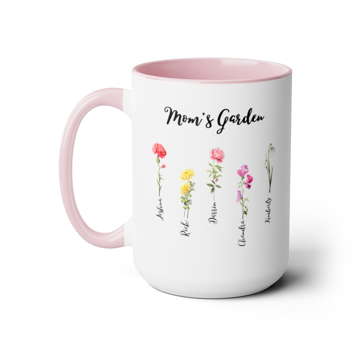 "Mom's Garden" | Personalized Two-Tone Coffee Mugs, 15oz