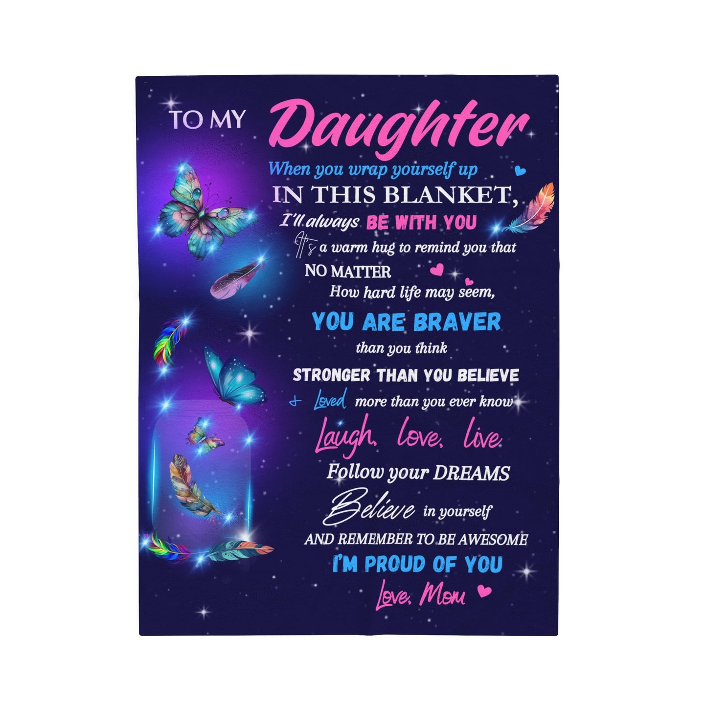 "To My Daughter - Butterflies" | Velveteen Plush Blanket - RTS Gifts Emporium