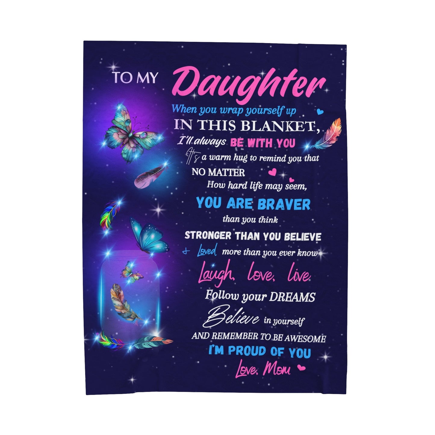 "To My Daughter - Butterflies" | Velveteen Plush Blanket - RTS Gifts Emporium