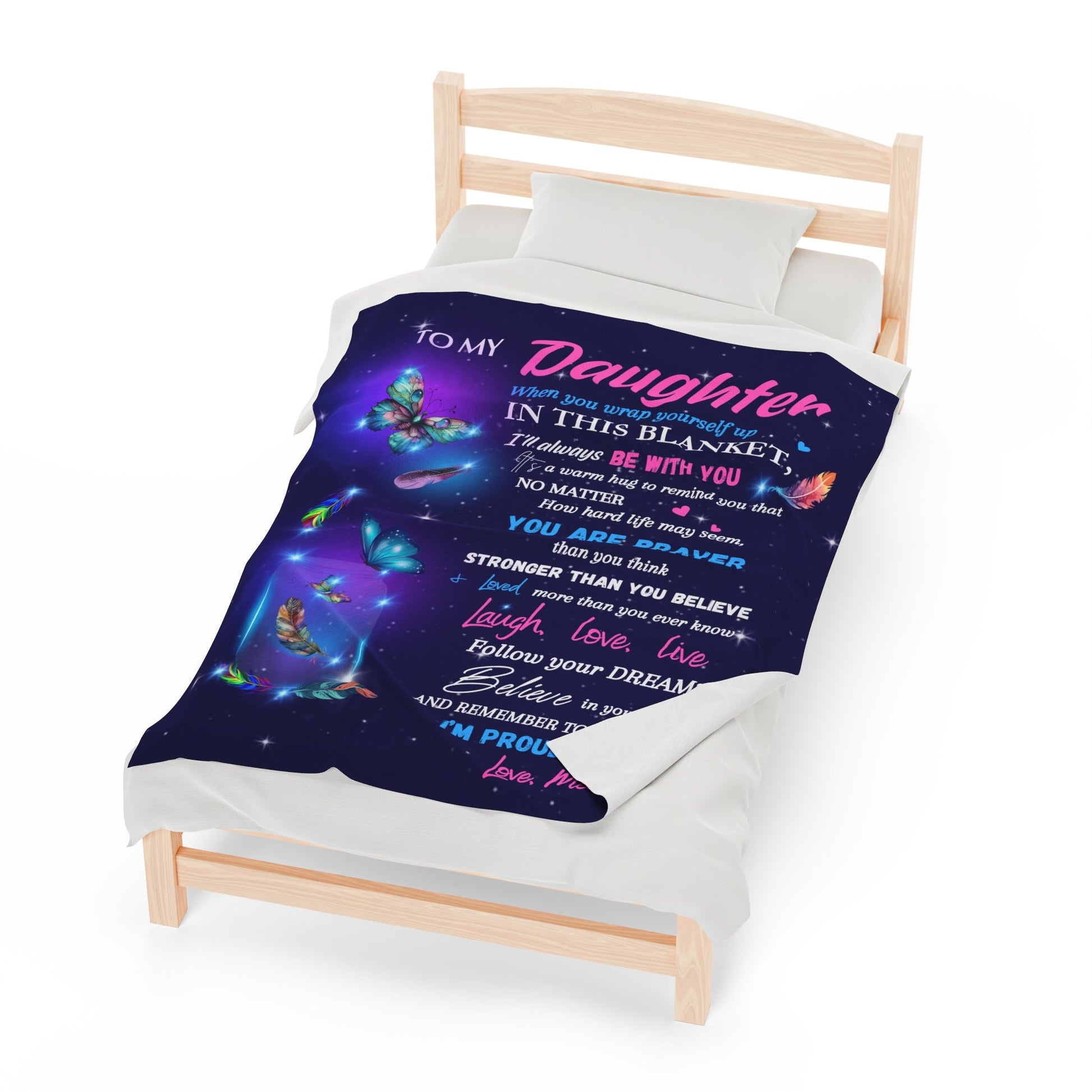 "To My Daughter - Butterflies" | Velveteen Plush Blanket - RTS Gifts Emporium