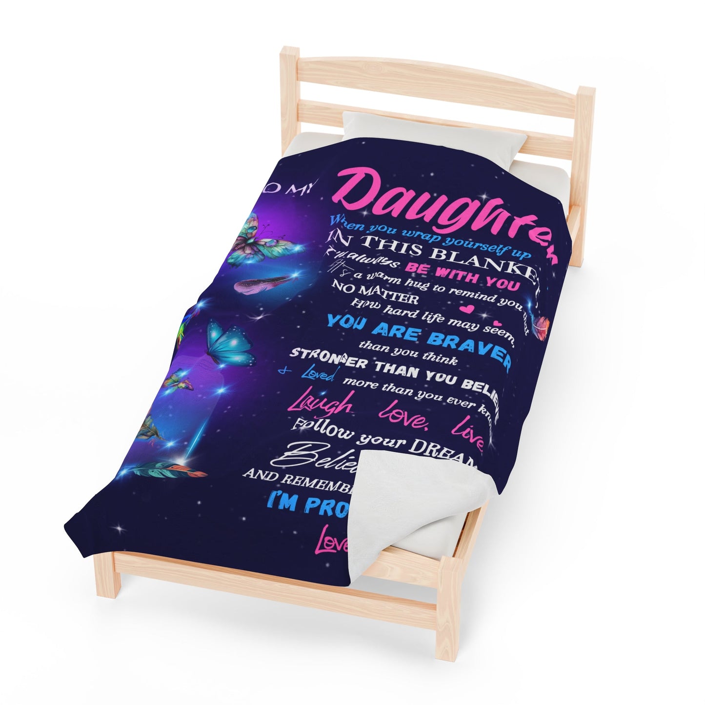 "To My Daughter - Butterflies" | Velveteen Plush Blanket - RTS Gifts Emporium