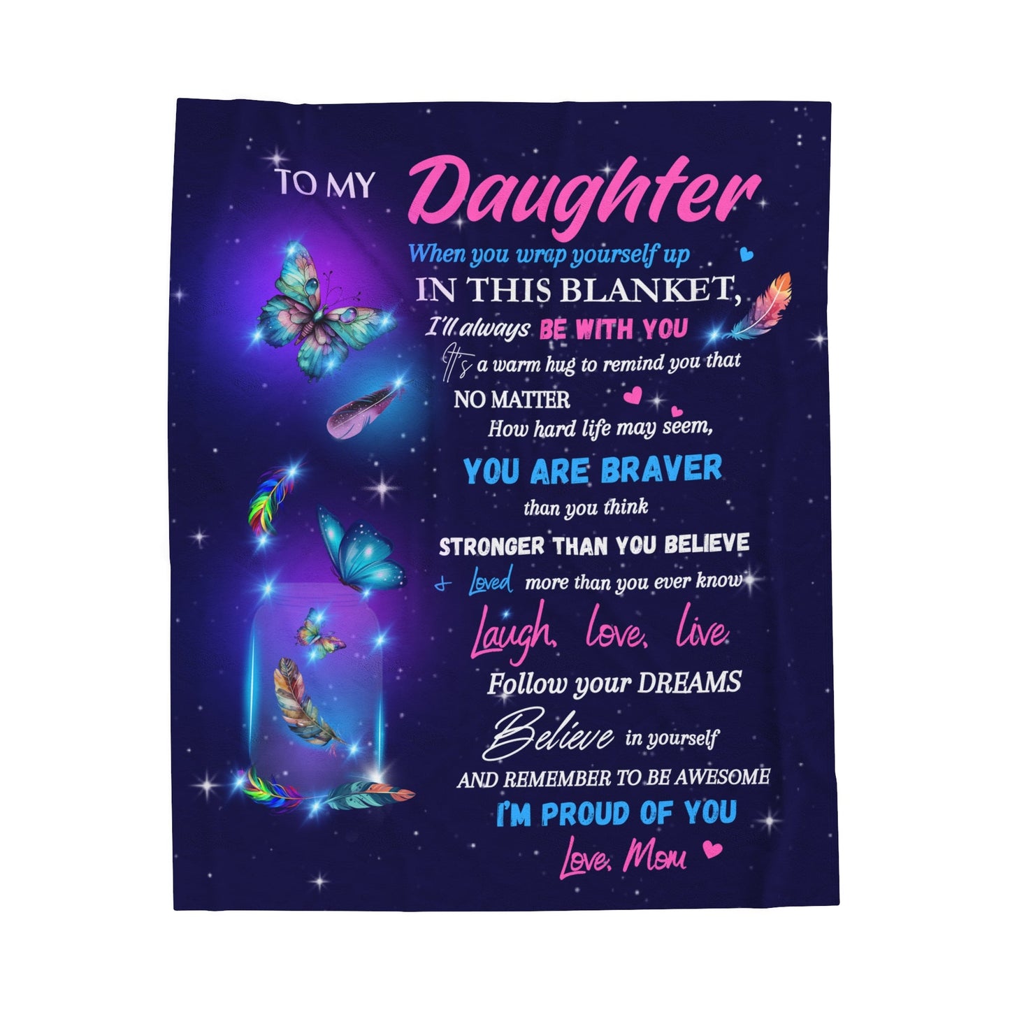 "To My Daughter - Butterflies" | Velveteen Plush Blanket - RTS Gifts Emporium