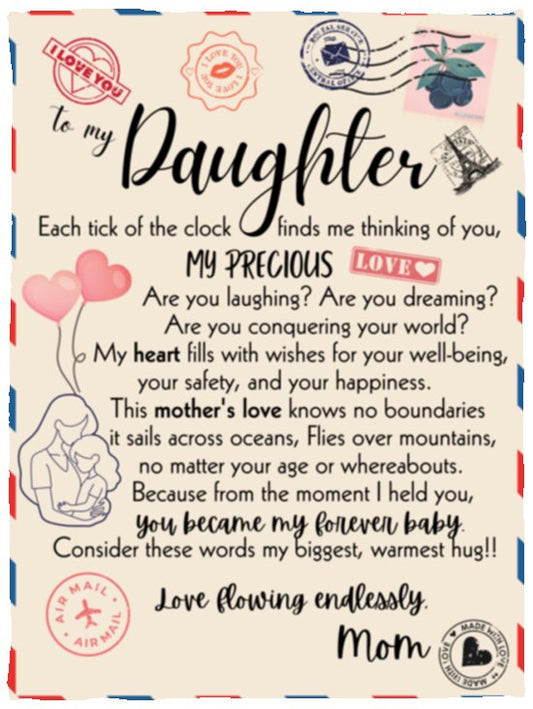 "To My Daughter - Precious Love" | Cozy Plush Fleece Blanket - RTS Gifts Emporium