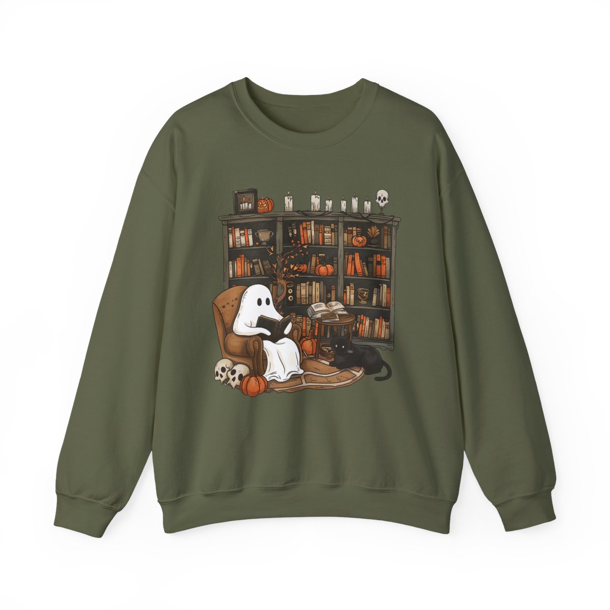 "Ghost Reading In The Library" | Unisex Heavy Blend™ Crewneck Sweatshirt