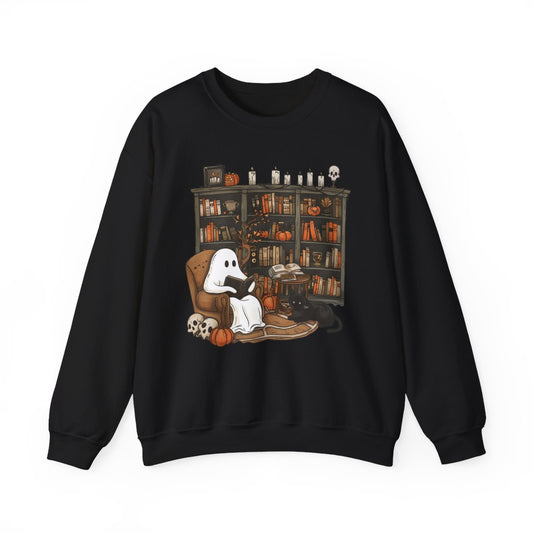 "Ghost Reading In The Library" | Unisex Heavy Blend™ Crewneck Sweatshirt