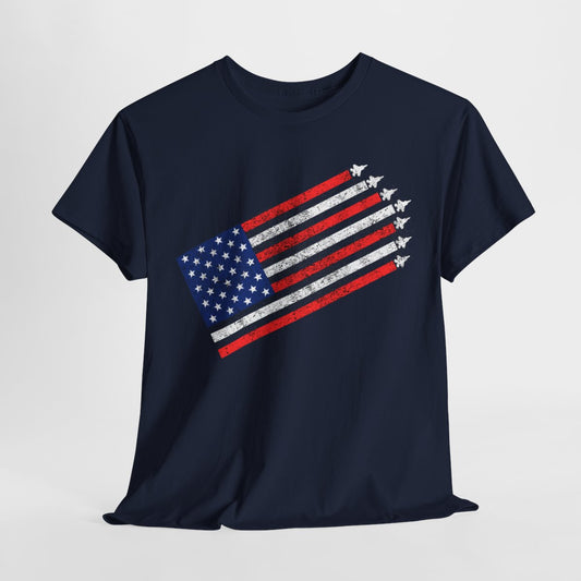 "Patriotic Jet Flyover Shirt – 4th of July Flag Tee"